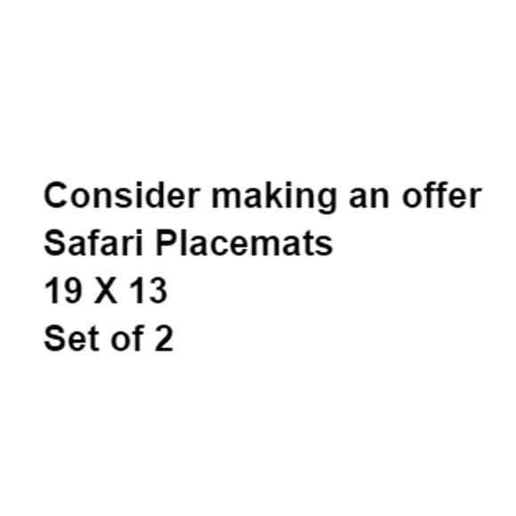 Safari Placemats Fabric Giraffe Lion Rhinoceros Set of 2 African Jungle Wildlife - Picture 2 of 7